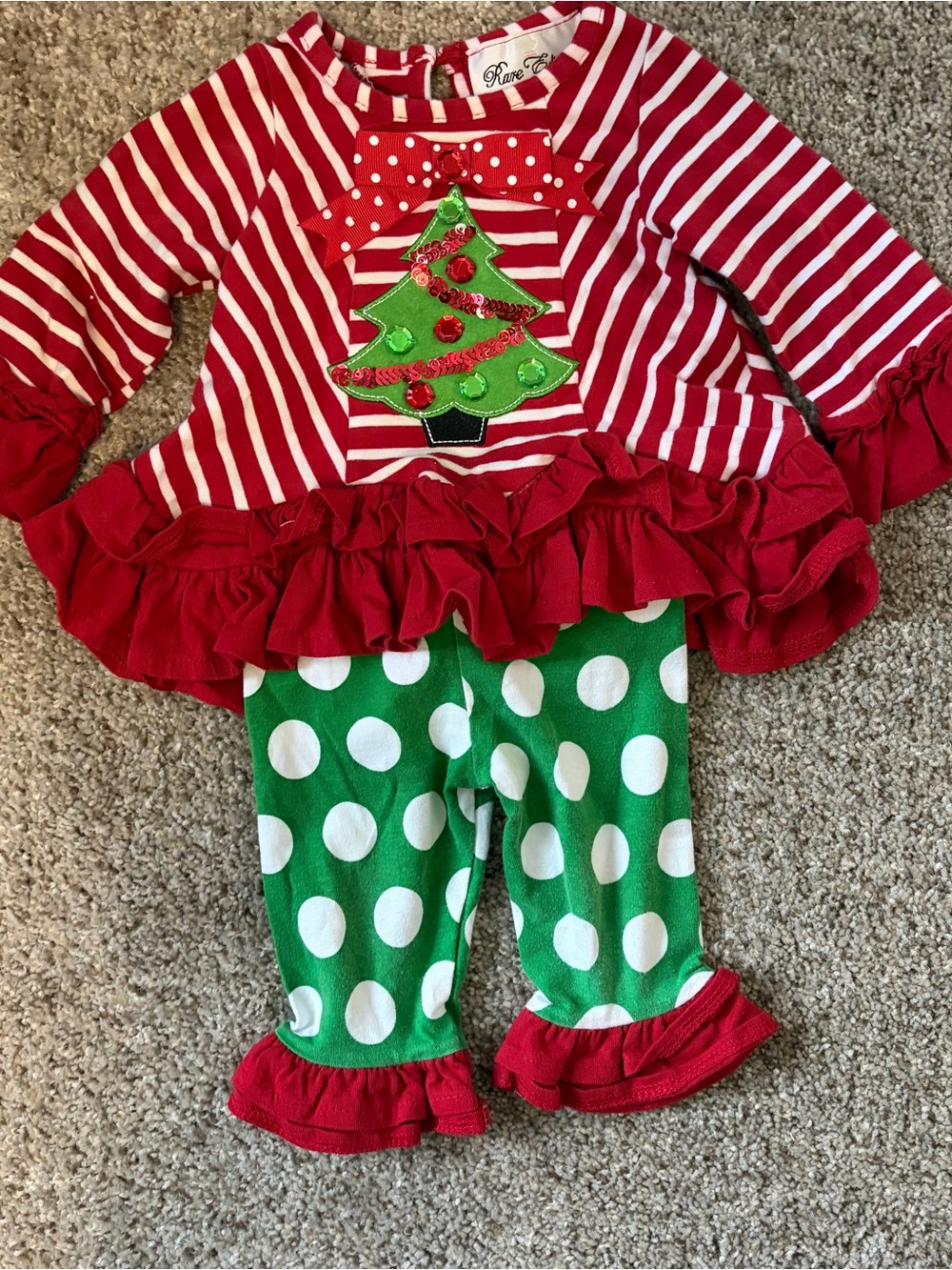 NWOT Rare Editions Red & Green Holiday Kids Christmas Outfit